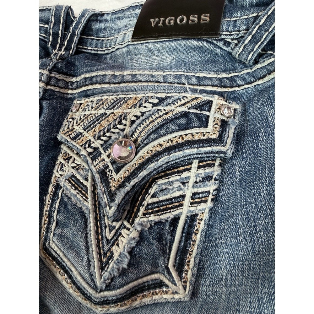 Vigoss The New York Capri Jeans Women's Size 7 Embellished Pocket Y2K Vintage